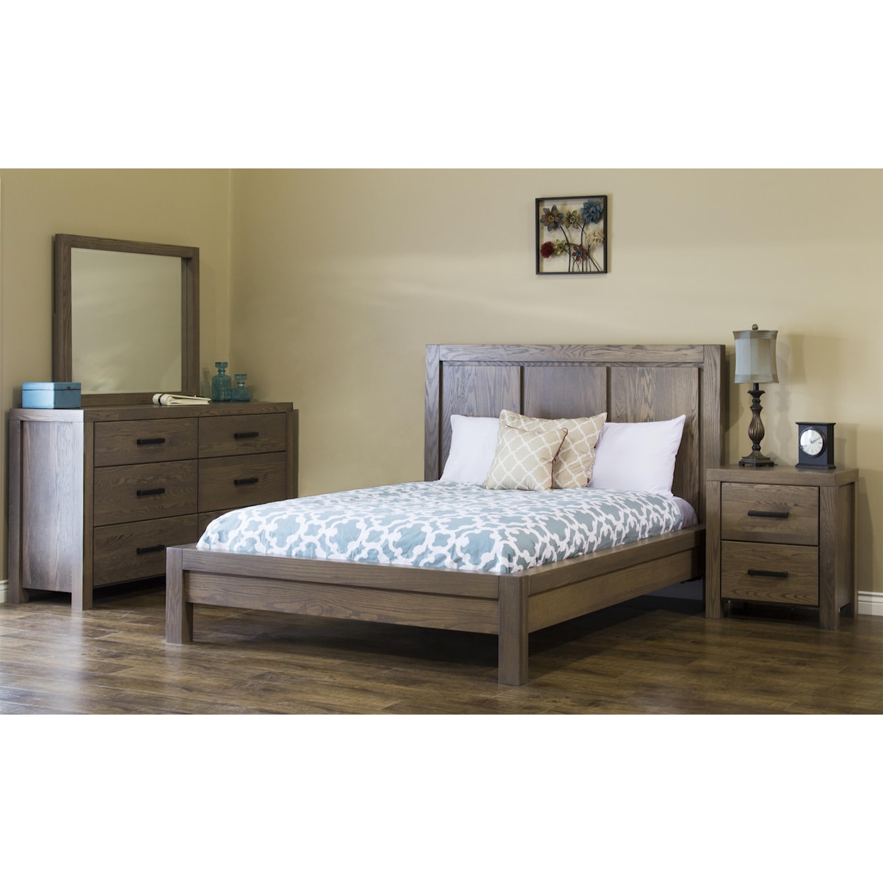 L.J. Gascho Furniture Canyon Lake 6 Drawer Dresser and Mirror with Wood Frame