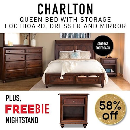 Charlton Queen Storage Bed Set w/Freebie!