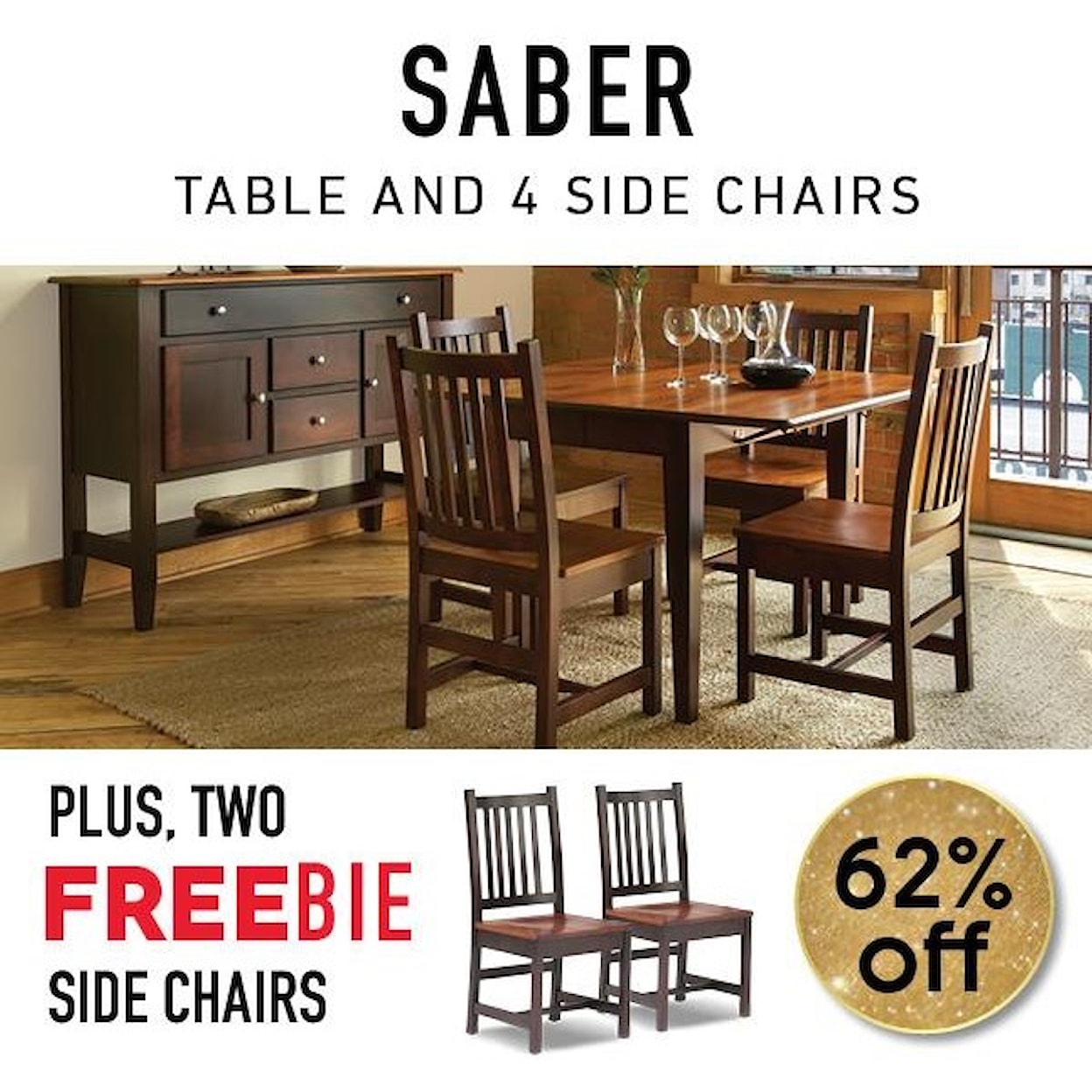 L.J. Gascho Furniture Saber Saber Dining Set with Freebie!