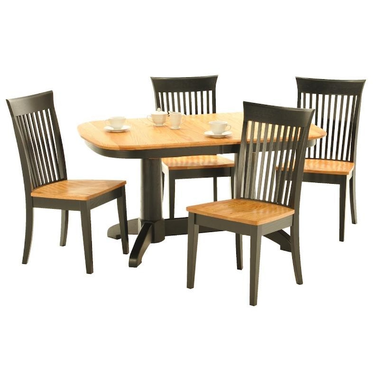 L.J. Gascho Furniture Split Rock Dining Table and Slated Chair Group