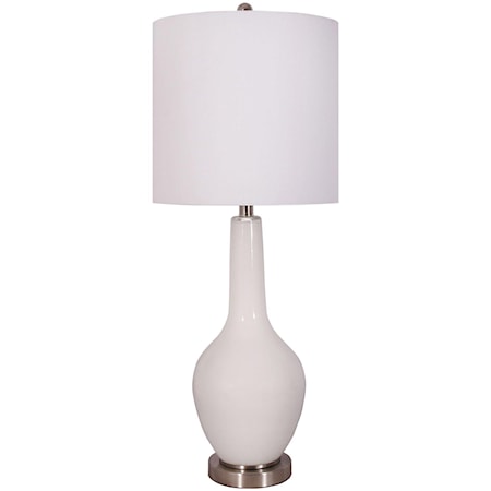 Pair of 33" White Table Lamps