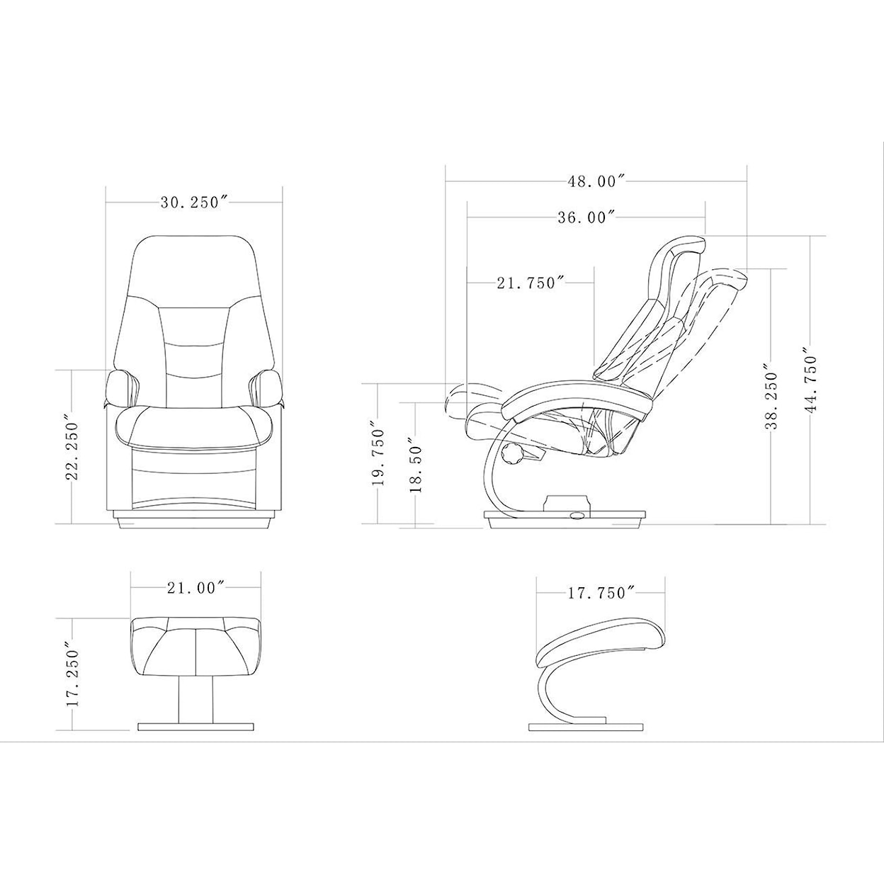 Mac Motion Chairs 14244 Chair and Ottoman Set