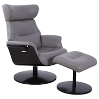 Contemporary Reclining Swivel Chair and Ottoman with Height Adjustable Headrest