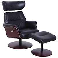 Contemporary Reclining Swivel Chair and Ottoman with Height Adjustable Headrest