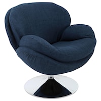 Casual Contemporary Upholstered Swivel Leisure Chair with Chrome Base