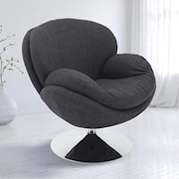 Casual Contemporary Upholstered Swivel Leisure Chair with Chrome Base