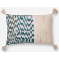 Ivory / Blue 16" X 26" Down Pillow