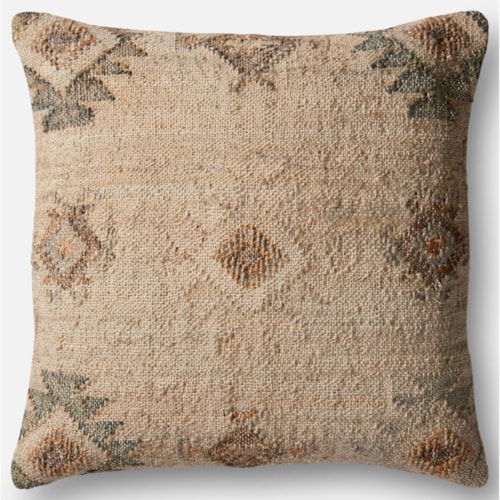 22" X 22" Cover w/Poly Beige / Silver Pillow