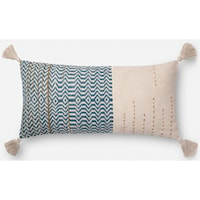 Ivory / Blue 12" X 27" Polyester Pillow
