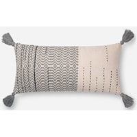 Ivory / Grey 12" X 27" Polyester Pillow