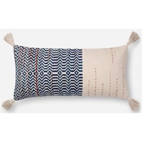 Ivory / Indigo 12" X 27" Polyester Pillow