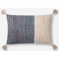 Ivory / Indigo 16" X 26" Polyester Pillow