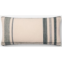 Ivory / Blue 12" X 27" Polyester Pillow