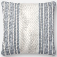Blue / Ivory 18" X 18" Polyester Pillow