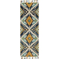 2' 6" X 7' 6" Hand-Tufted Ivory / Marine Contemporary Runner Rug