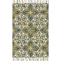 2' 3" x 3' 9" Hand-Tufted Ivory / Emerald Contemporary Rectangle Rug