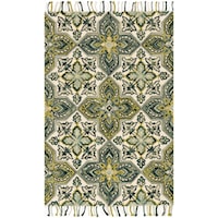 5' 0" x 7' 6" Hand-Tufted Ivory / Emerald Contemporary Rectangle Rug