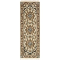 2' 6" X 7' 6" Hand-Made Ivory / Slate Traditional Runner Rug