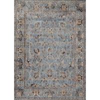 2' 7" X 4' Machine-Made Lt. Blue / Clay Contemporary Rectangle Rug