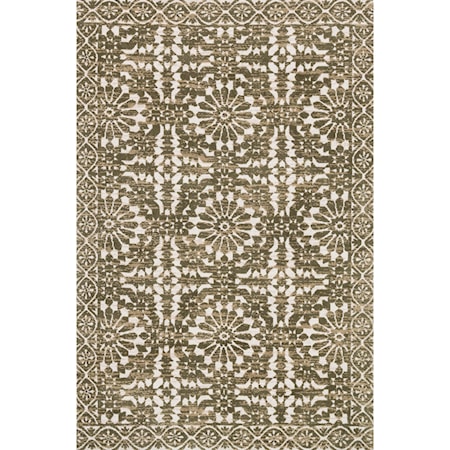 5' 0" x 7' 6" Machine-Made Ant.Ivory / Olive Contemporary Rectangle Rug