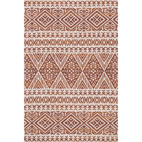 2' 3" x 3' 9" Machine-Made Ant. Ivory / Rust Contemporary Rectangle Rug