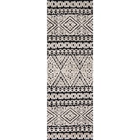 2' 6" X 7' 6" Machine-Made Black / Silver Contemporary Runner Rug