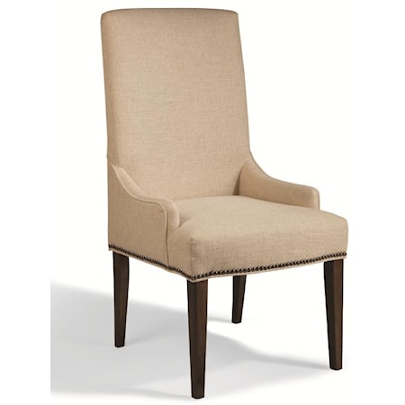 Tall Upholstered Chair with Nailhead Studs