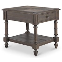 Rustic Rectangular End Table with Drawer