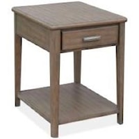 Contemporary 1-Drawer Rectangular End Table with Lower Display Shelf
