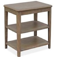 Contemporary Chairside End Table with Open Display Shelves