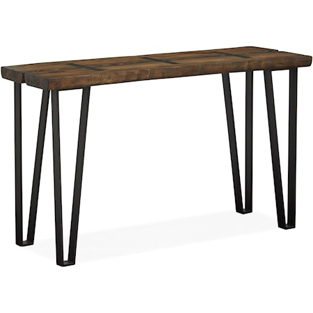 Rustic Sofa Table with Metal Stretchers