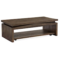 Rustic Lift Top Storage Cocktail Table with Casters