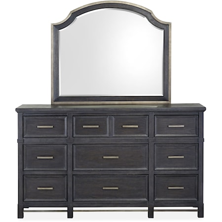 Dresser and Shaped Mirror Set