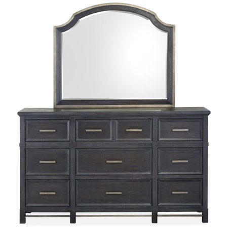Dresser and Shaped Mirror Set