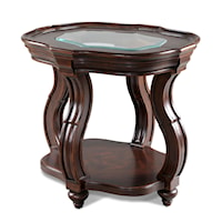 Traditional Oval End Table with Glass Top