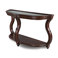 Traditional Demilune Sofa Table with Glass Top