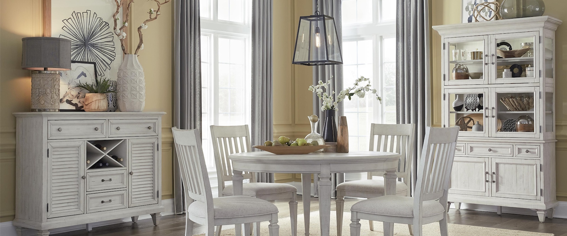 Transitional Farmhouse 5-Piece Dining Table Set