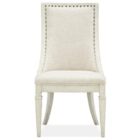 Transitional Farmhouse Upholstered Arm Chair with Nailhead Trim