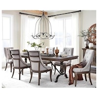 TRADITIONAL 5-PIECE DINING TABLE AND CHAIR SET WITH 20" REMOVABLE LEAF AND UPHOLSTERED SEATING