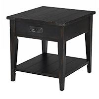 Rustic End Table with One Drawer and One Shelf