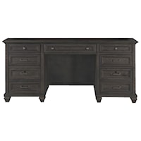 Transitional Kneehole Credenza with Weathered Charcoal Finish