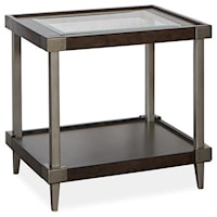 Transitional Rectangular End Table with Glass Top