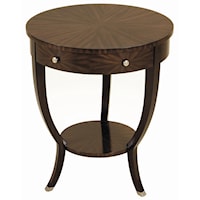 Ebony Finished Zebrano Veneer Round Occasional Table with Brushed Satina Brass Accents