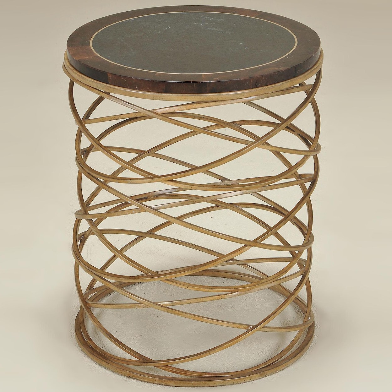 Maitland-Smith End Tables Gold Tone Finished Round Iron Table