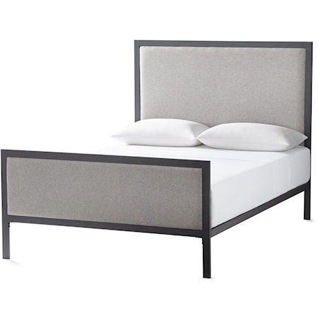 Metal Upholstered Bed, East King, Stone