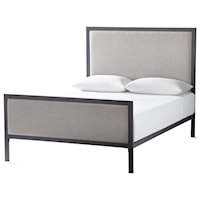 Metal Upholstered Bed, Queen, Stone