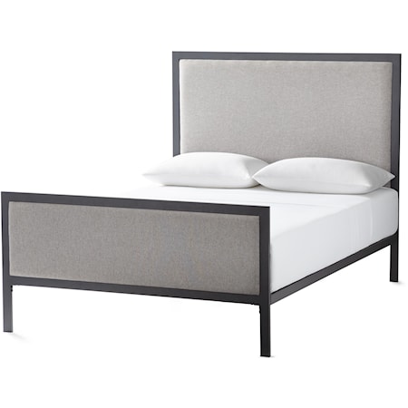 Metal Upholstered Bed, Queen, Stone