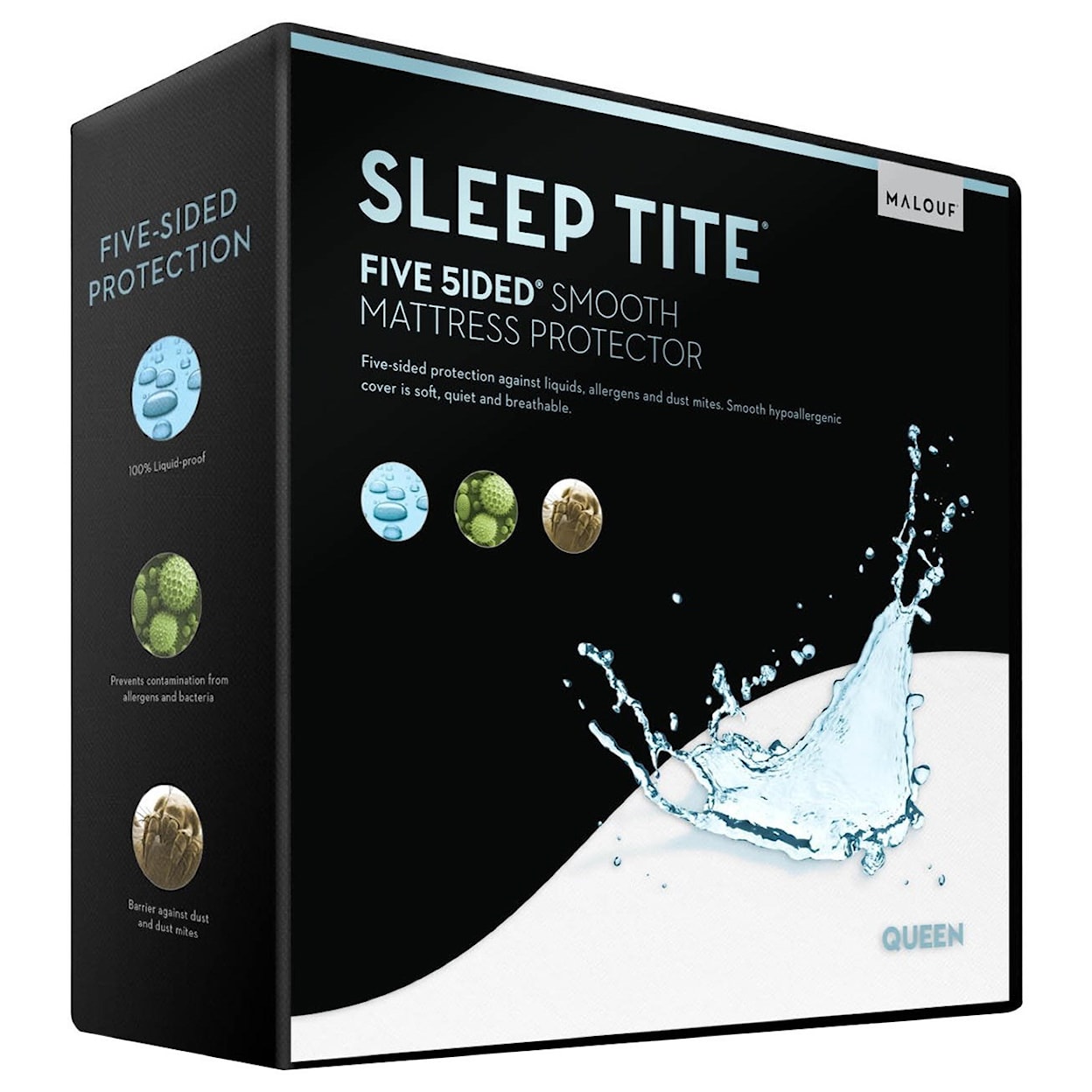 Malouf SL0P Sleeptite 5 Sided Smooth Protector Full 5 Sided Smooth Mattress Protector