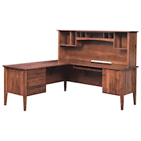 Transitional Solid Wood L-Corner Desk and Hutch