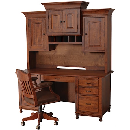 Customizable Solid Wood Wall Unit Desk and Hutch